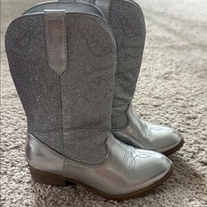 Little girls Silver Glitter Cowboy Boots